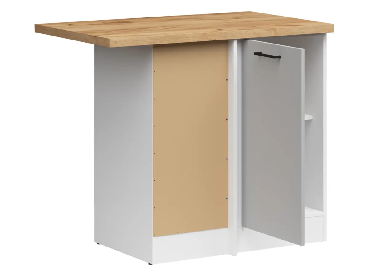 Armario de cocina bajo de rincón Junona Line izquierdo gris claro brillo con encimera ocupa rincón 100x60 cm