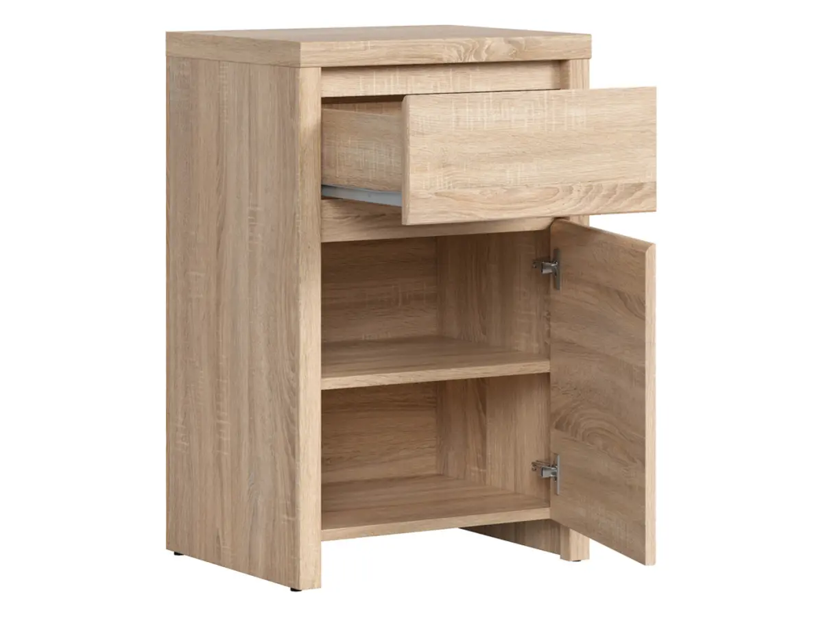 Cómoda Kaspian 49 cm con puerta y cajón roble sonoma