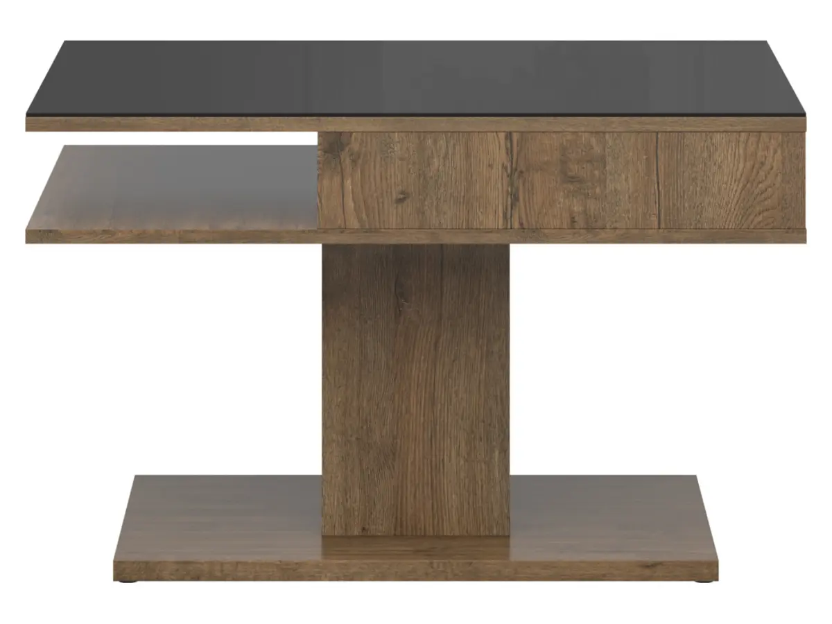 Mesa de centro Campo 80x60 cristal negro/roble april