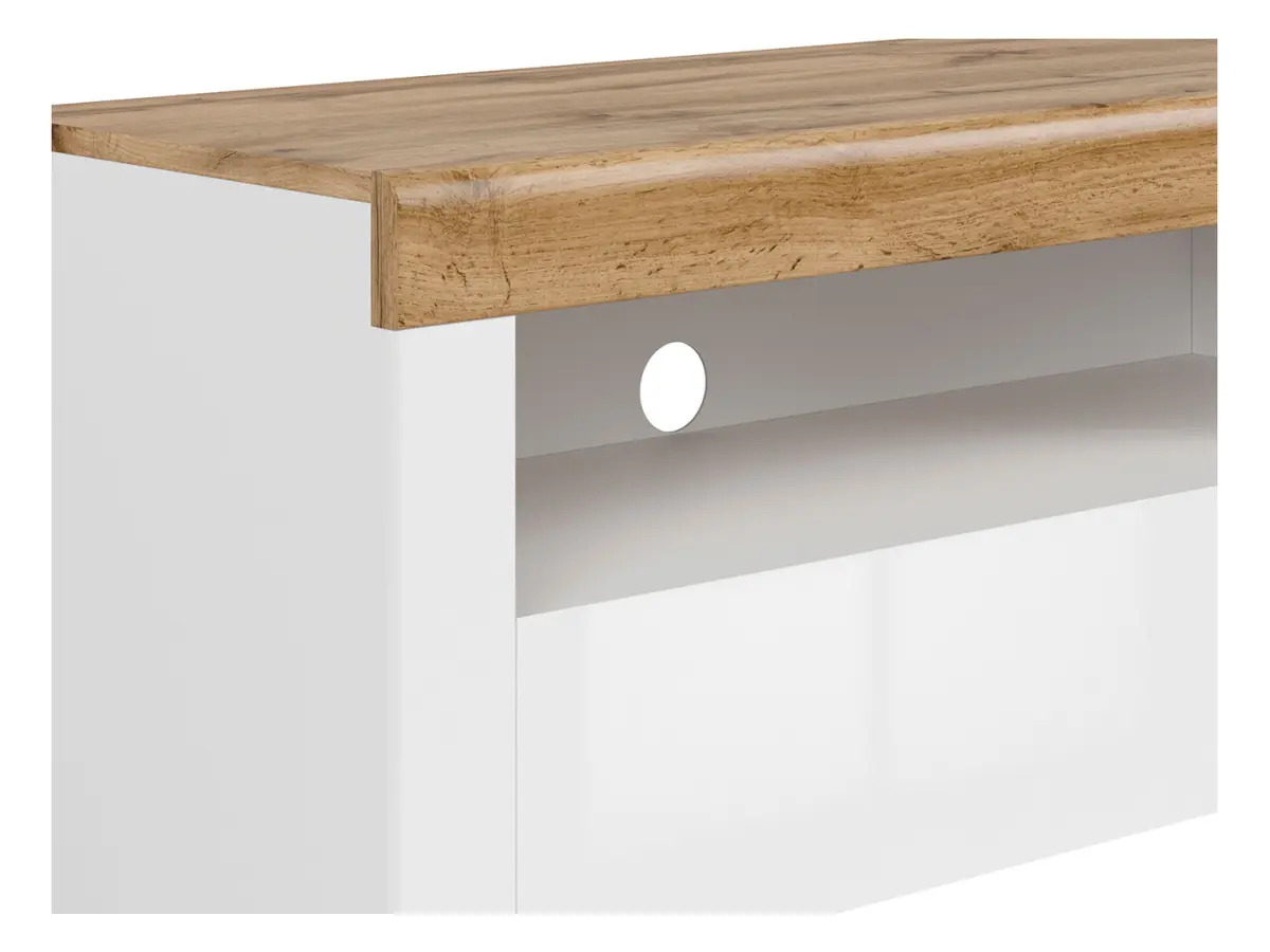 Mueble RTV Holten 106 cm con cajón y estante blanco brillo