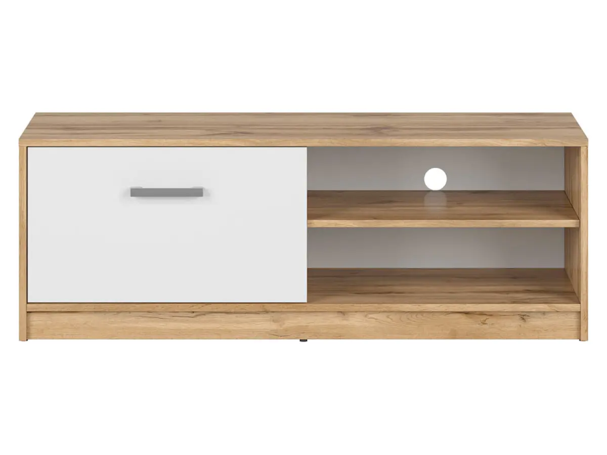 Mueble RTV Matos 118 cm con puertas y estante roble wotan/blanco