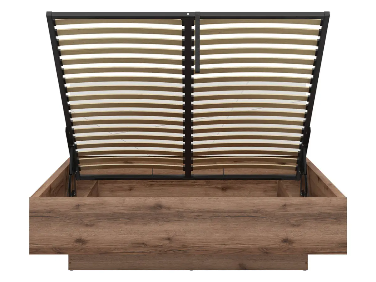 Cama Forn 160x200 con somier y arcón roble delano oscuro/blanco