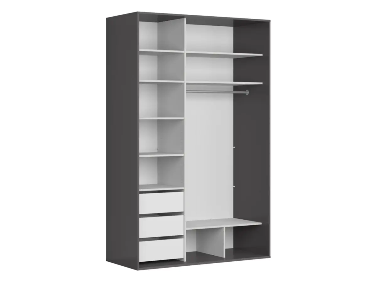 Armario corredero Flex 150 cm con espejo grafito/roble mauvella