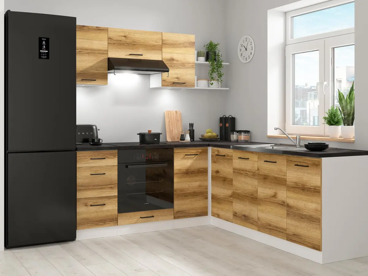 Conjunto de cocina esquinero Junona Line 200x220 roble delano claro sin encimera