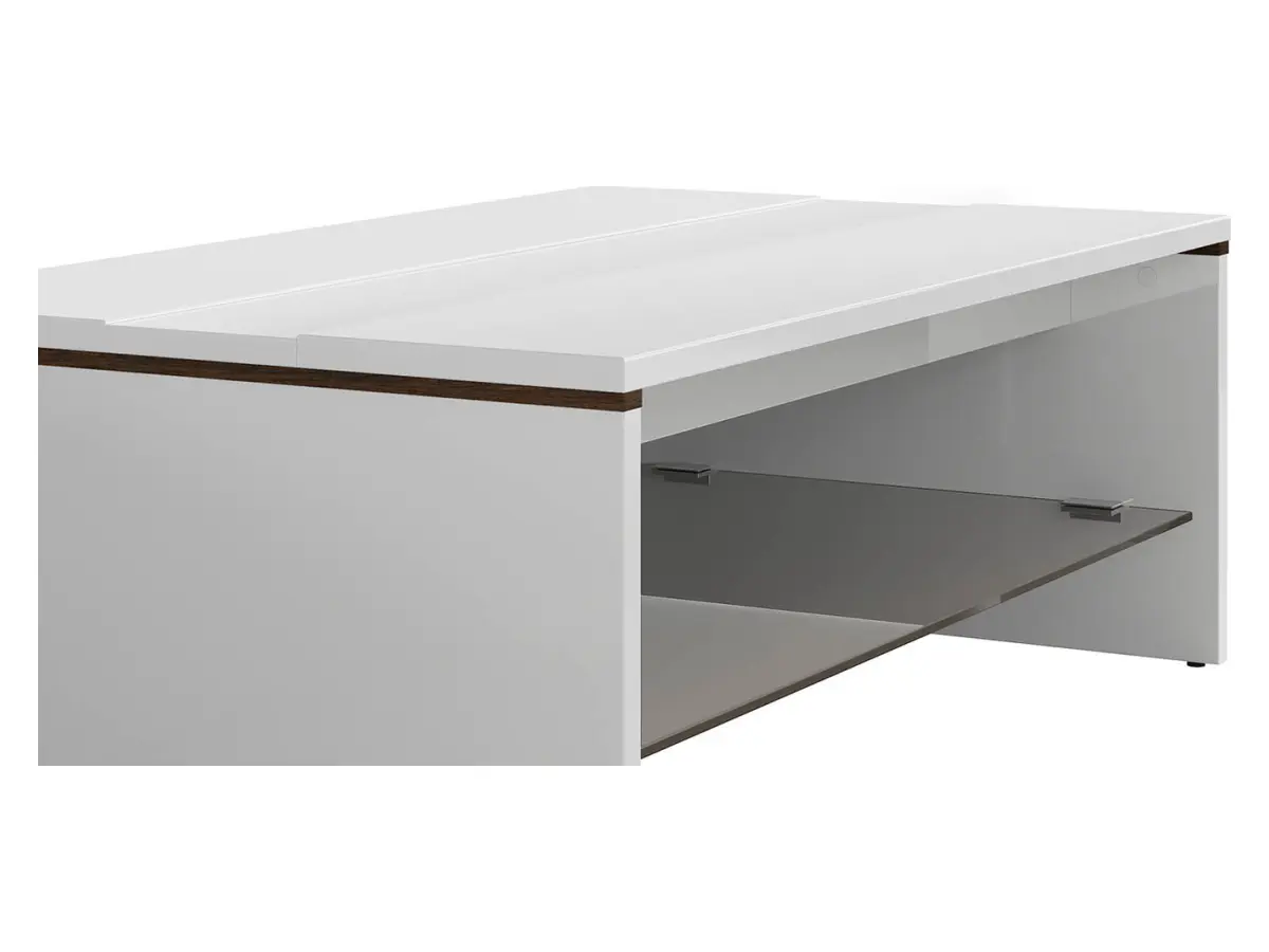 Mesa de centro Azteca Trio 110x65 con estante de vidrio roble canterbury/blanco