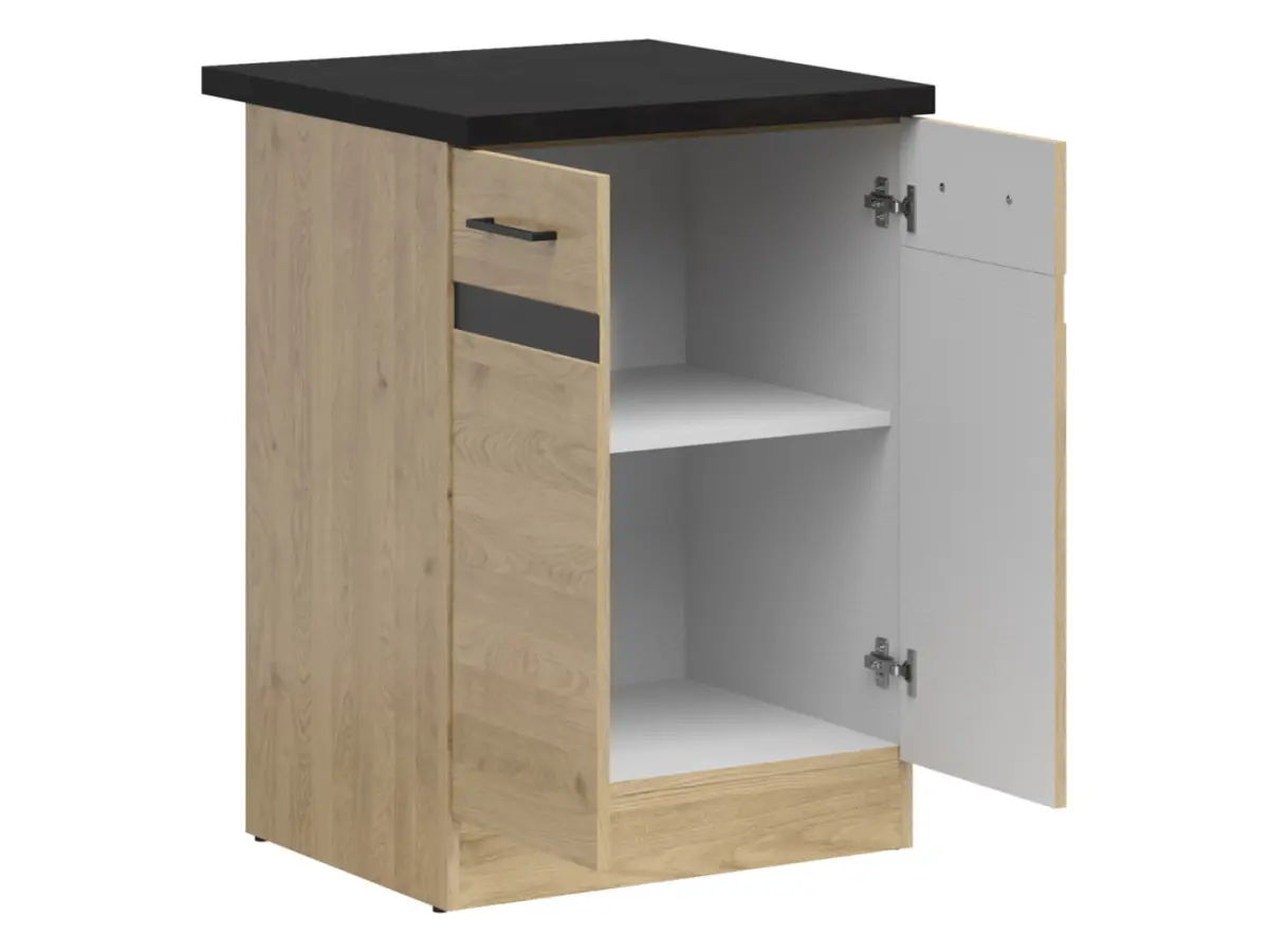 Mueble bajo de cocina Junona Line 60 cm de dos puertas roble bernstein con encimera