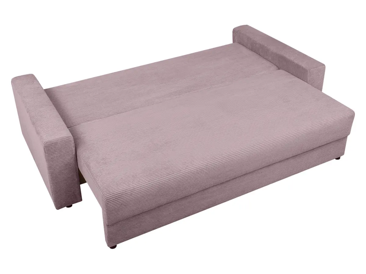 Sofá de tres plazas Garcia convertible con arcón de terciopelo rosa