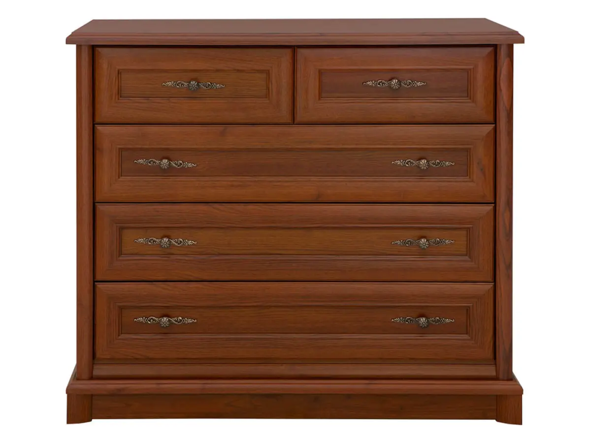 Cómoda Kent 101 cm con 5 cajones castaño