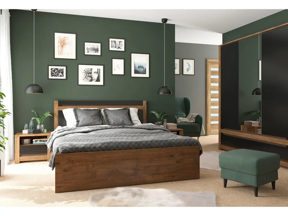 Cama Ruso 140x200 con somier y contenedor roble april