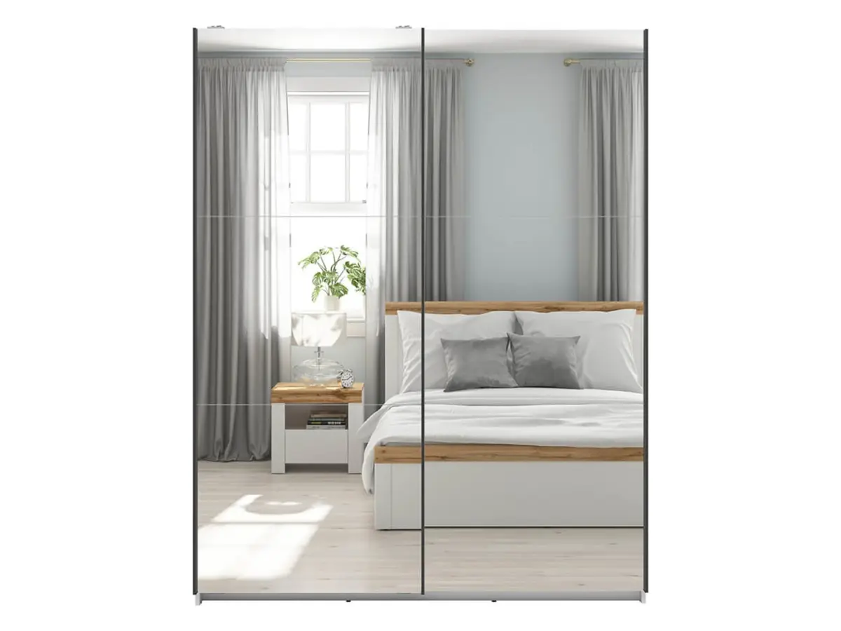 Armario de puertas correderas Tetrix 153 cm con espejo blanco brillo