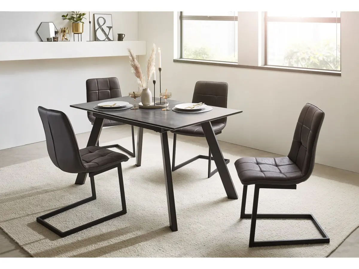 Mesa extensible Heiko 140-180x80 gris-negro