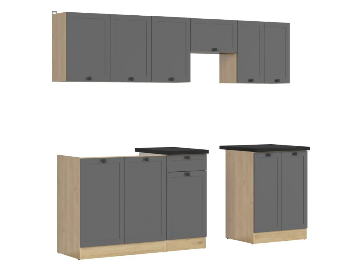 Conjunto de cocina Junona Line 230 cm grafito con encimera