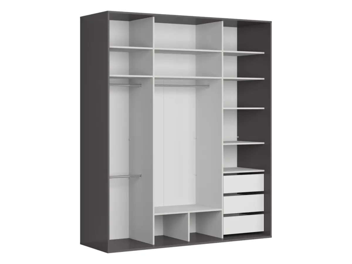 Armario de puertas correderas Flex 200 cm con espejo grafito/roble mauvella