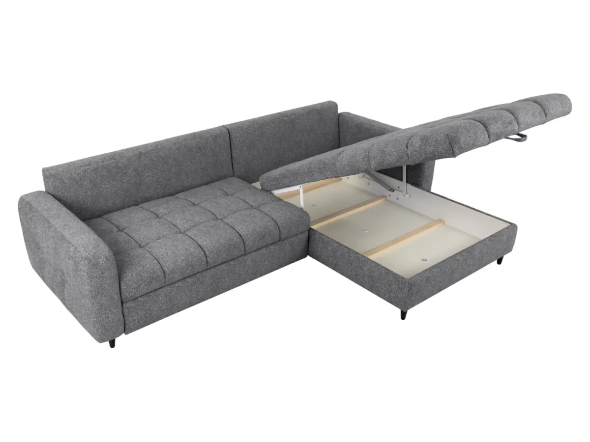 Sofá rinconera universal Twist New desplegable con arcón gris