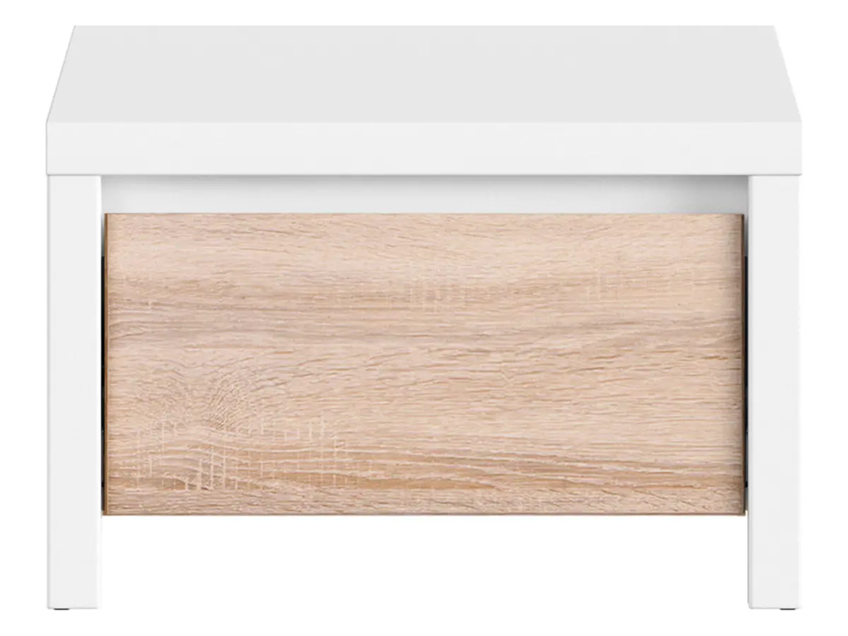 Mesita de noche Kaspian 51 cm con cajón blanco/roble sonoma
