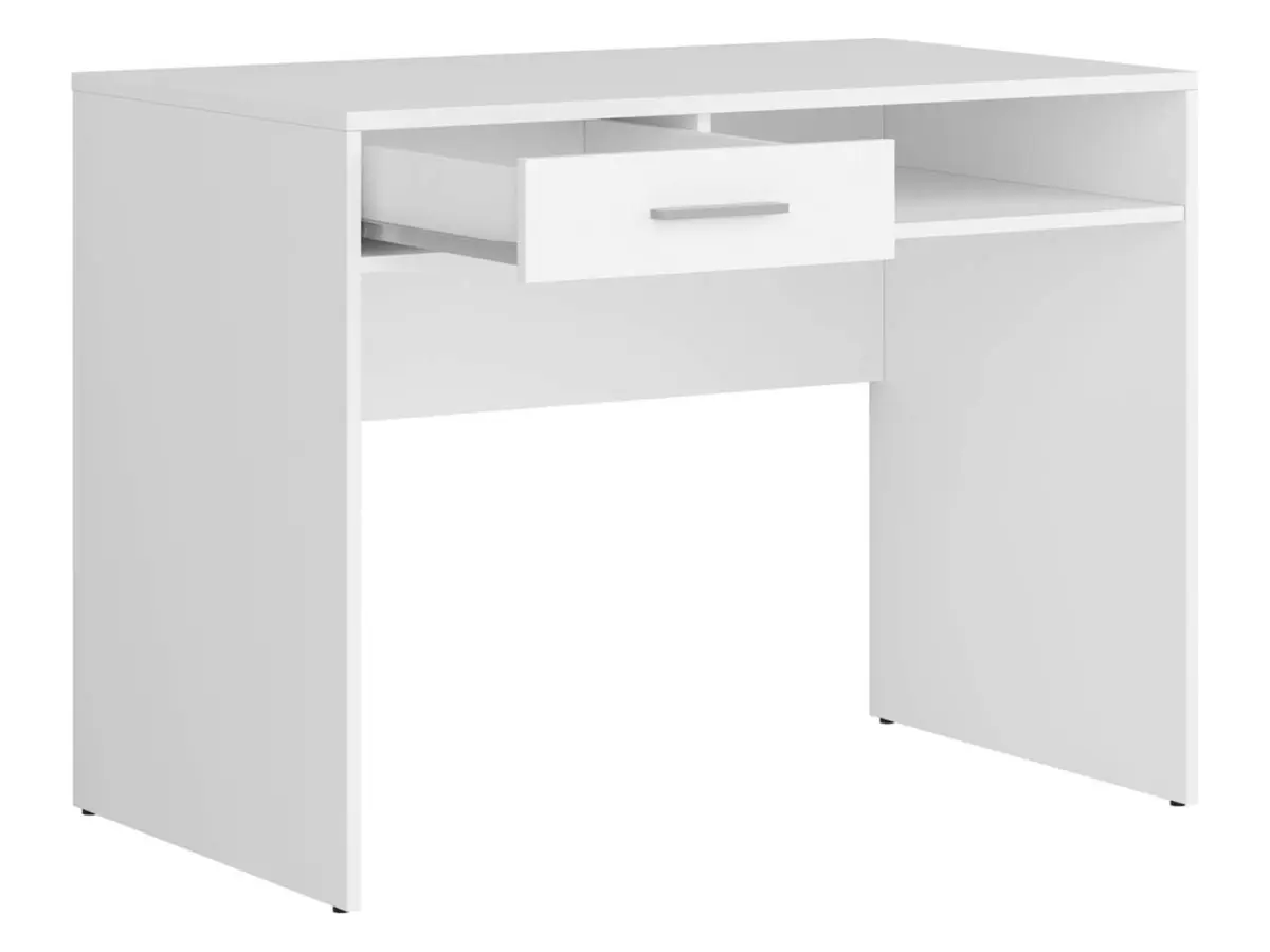 Escritorio Nepo Plus 100 cm con cajón y estante blanco