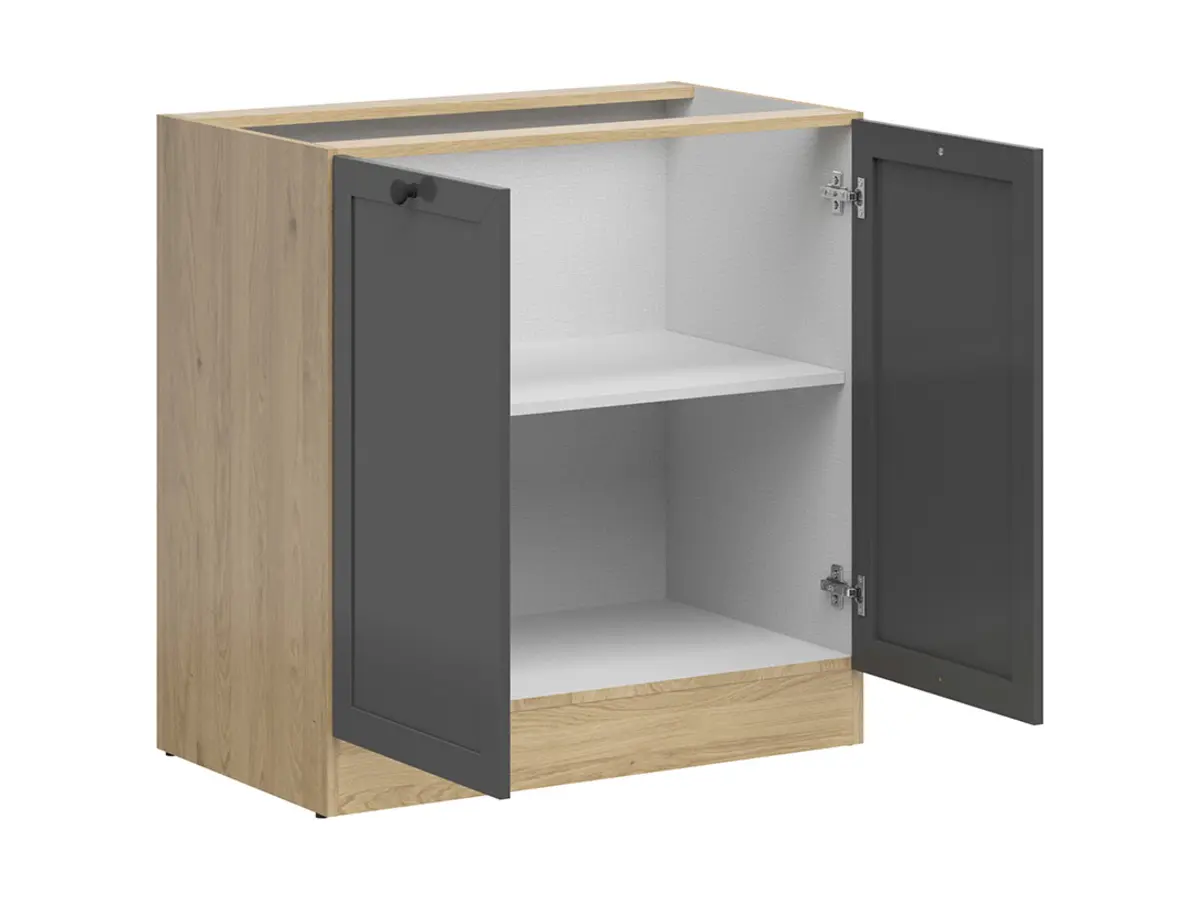 Armario de cocina inferior Junona Line 80 cm con 2 puertas roble bernstein/grafito