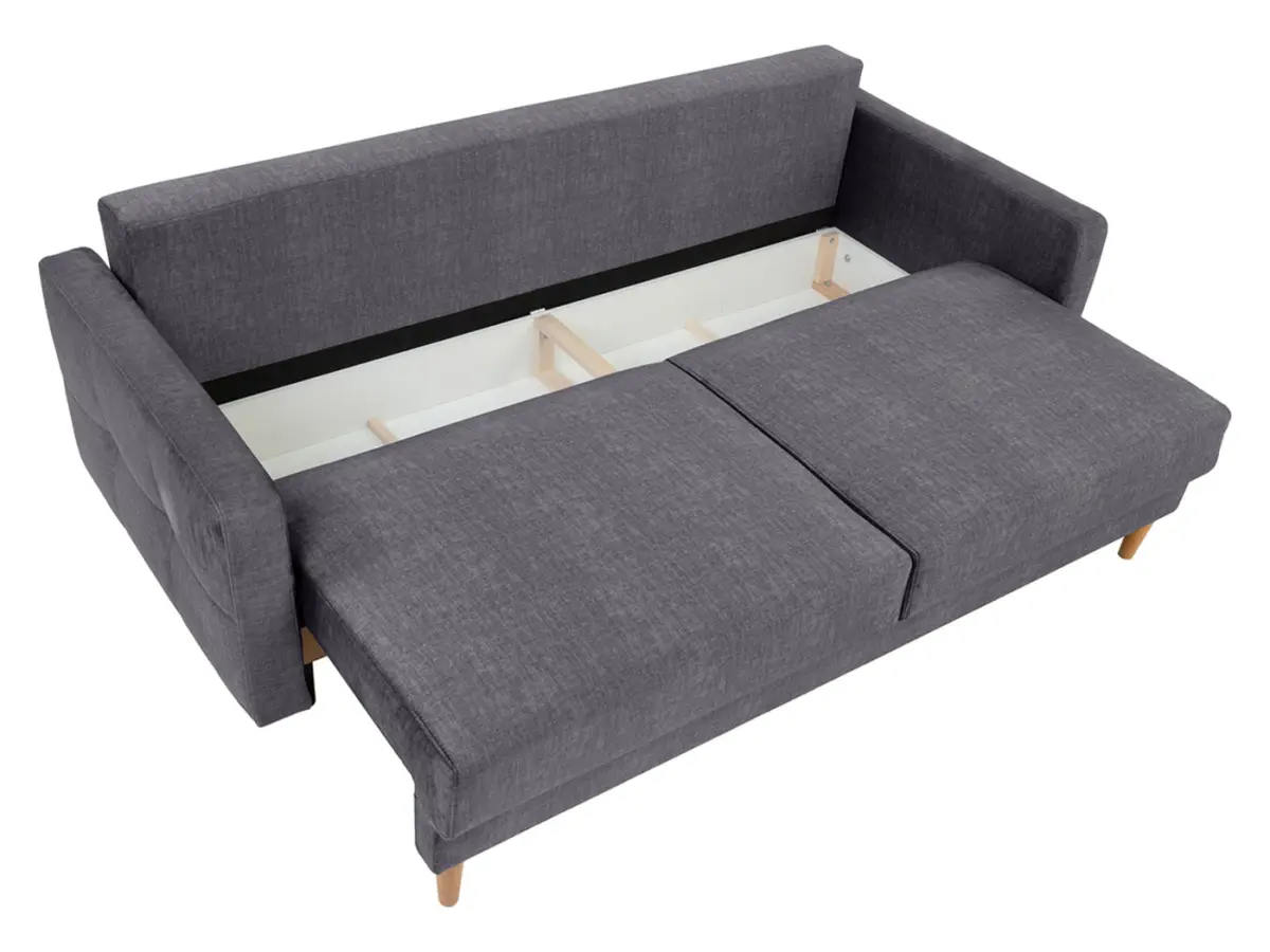 Sofá de tres plazas Torent convertible de terciopelo gris