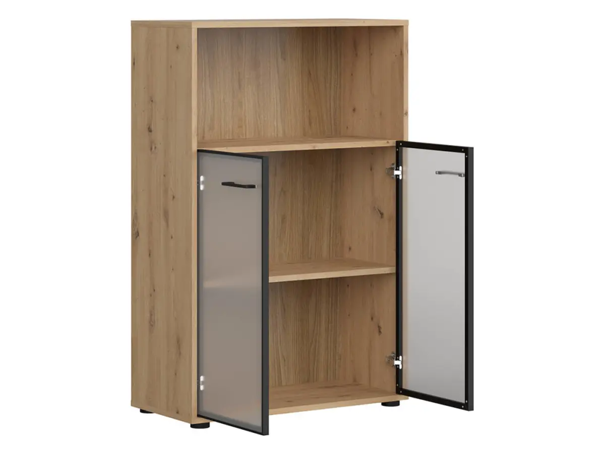 Estantería Space Office 80 cm con 2 puertas y estante roble artisan