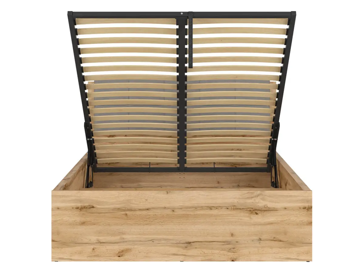 Cama Tetrix 140x200 con somier y contenedor roble wotan