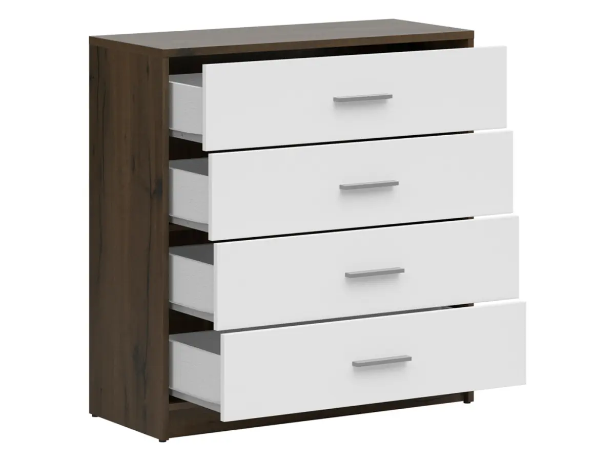 Cómoda Nepo Plus 80 cm con 4 cajones roble noble/blanco