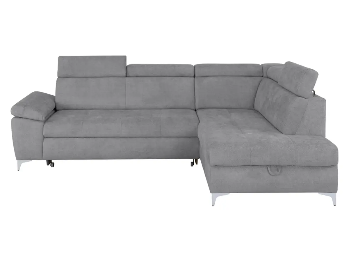 Sofá rinconera derecho Raul convertible con arcón gris