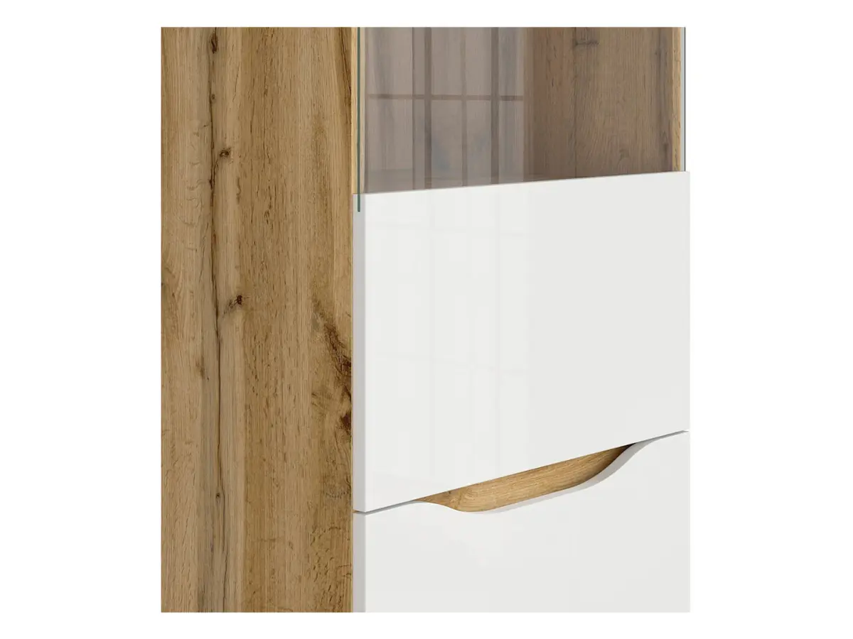 Vitrina Nuis 50 cm con 2 puertas roble wotan/blanco brillo