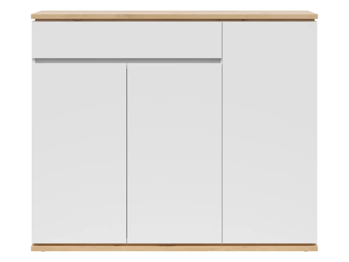 Cómoda Yamael 135 cm con 3 puertas y un cajón roble artisan/blanco