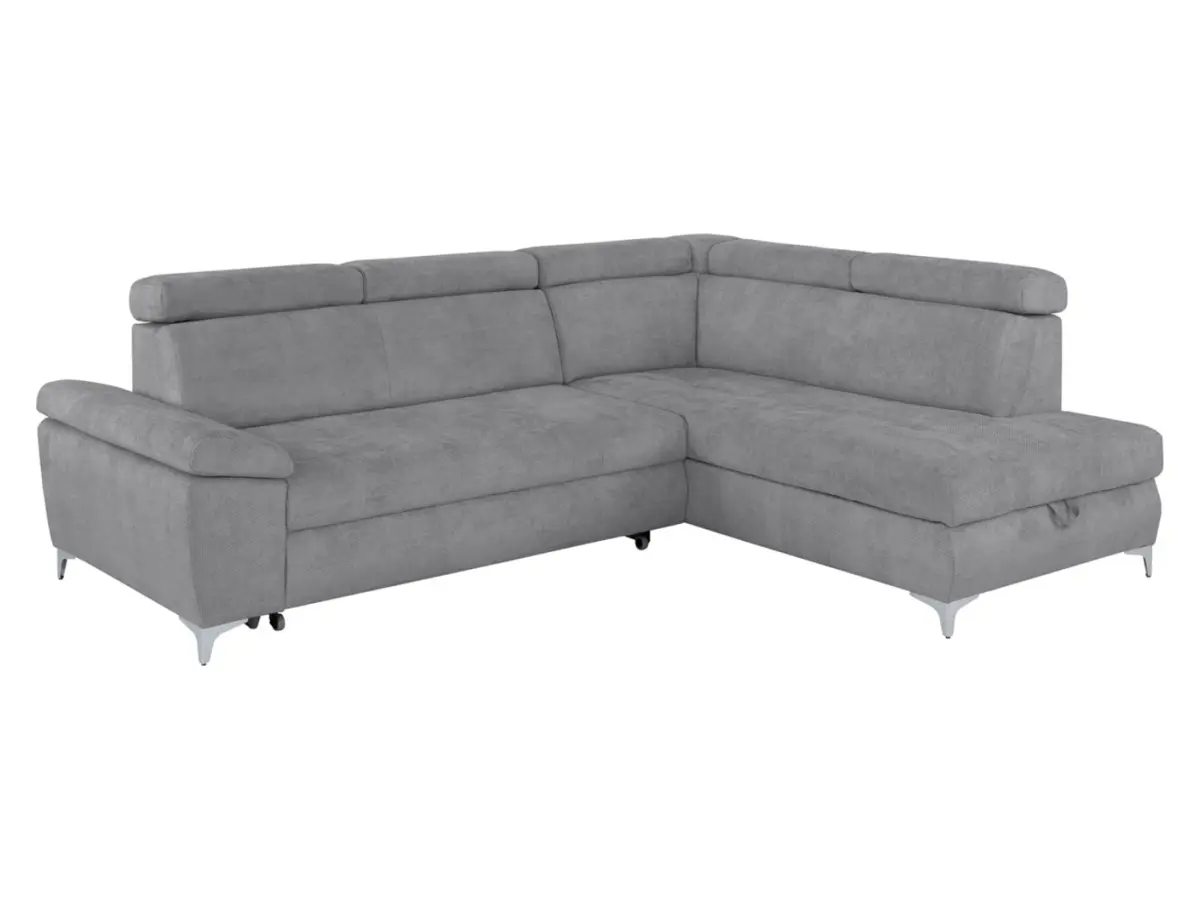 Sofá rinconera derecho Raul convertible con arcón gris