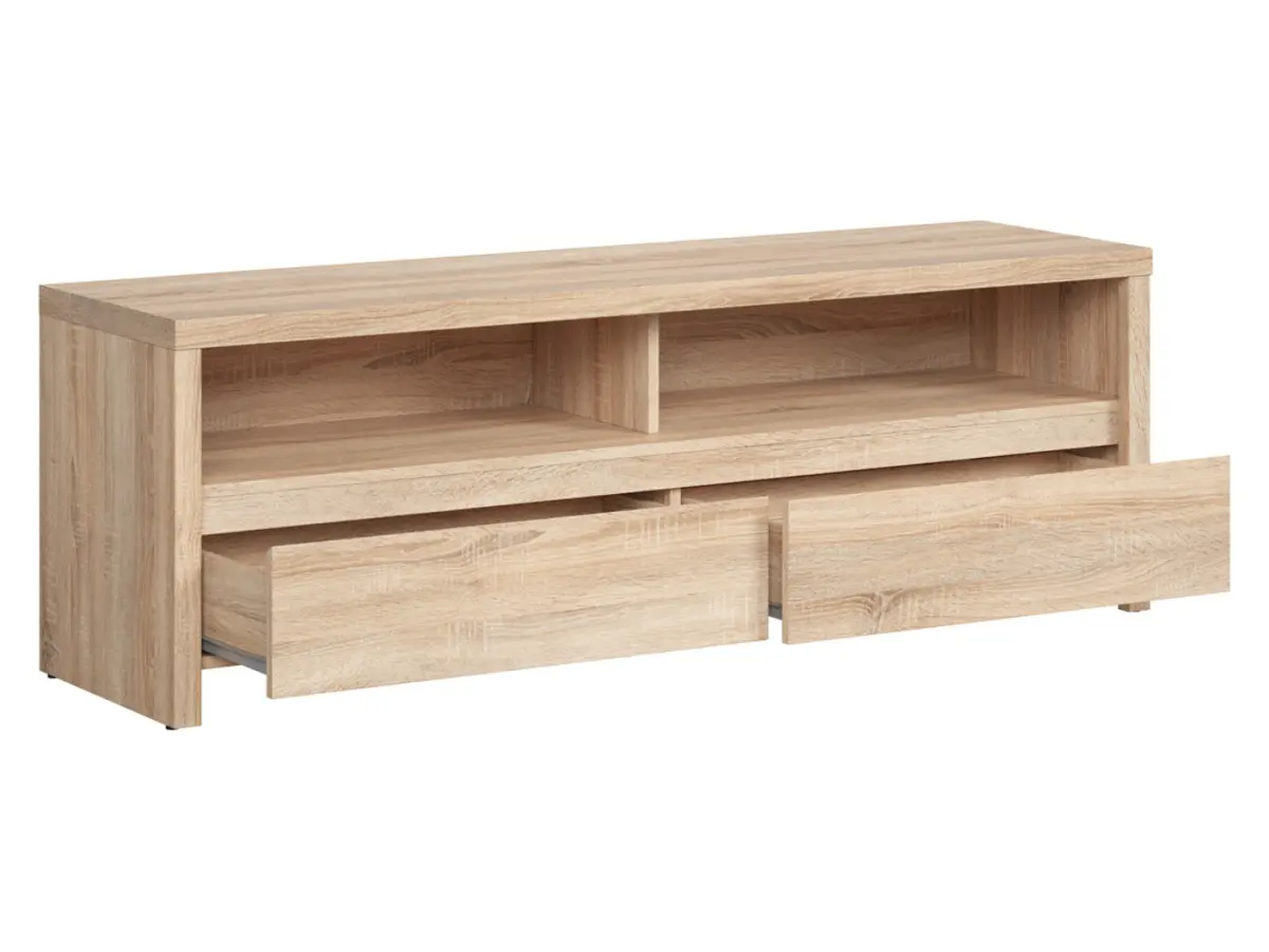 Mueble RTV Kaspian 143 cm con 2 cajones y estante roble sonoma