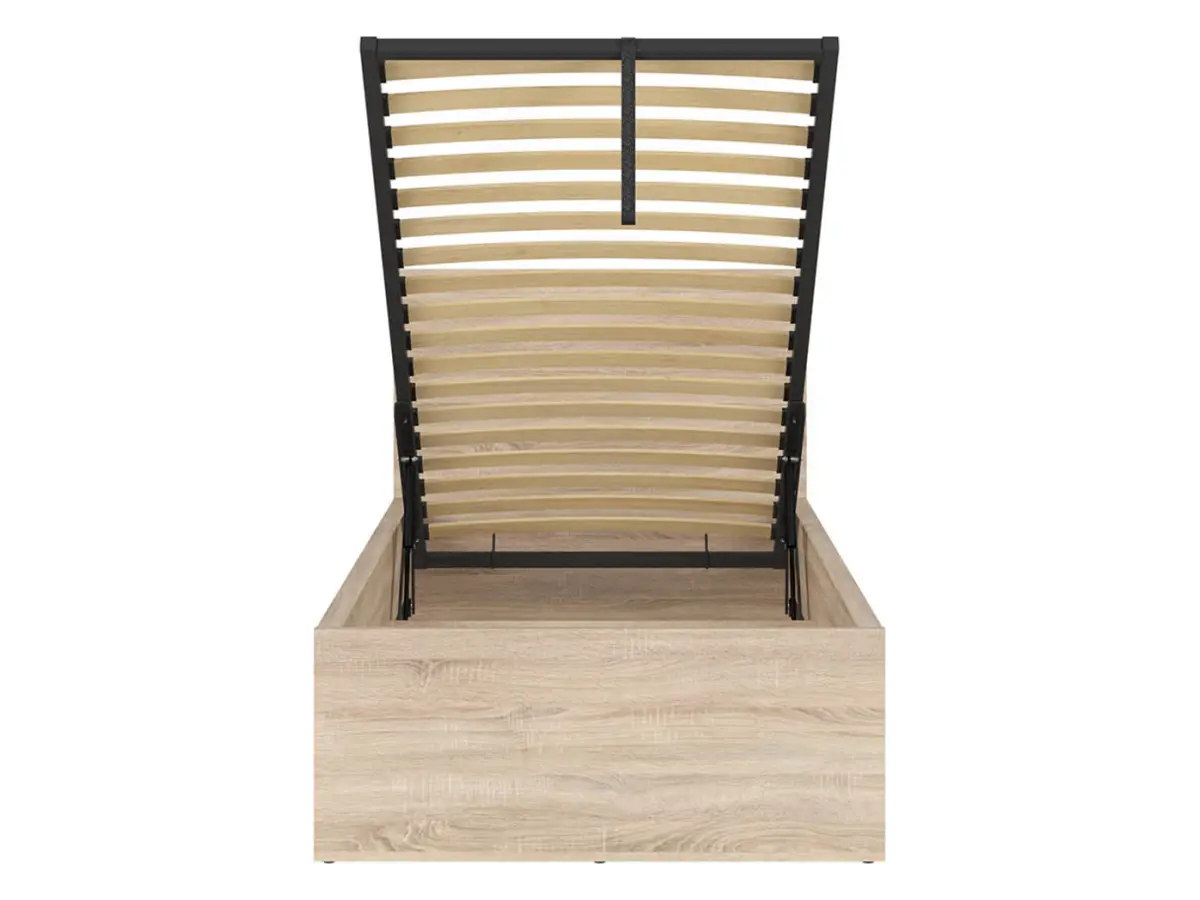 Cama Tetrix 90x200 con somier y arcón roble sonoma