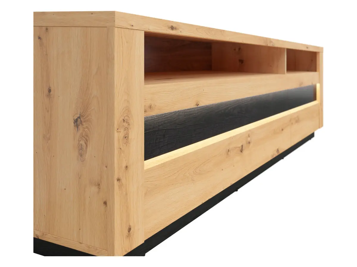 Mueble RTV Ostia 161 cm con 2 cajones y un estante roble artisan