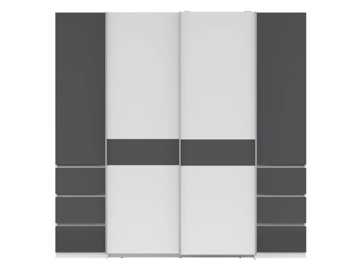 Armario de puertas correderas Fabio 215 cm con cajones blanco/grafito