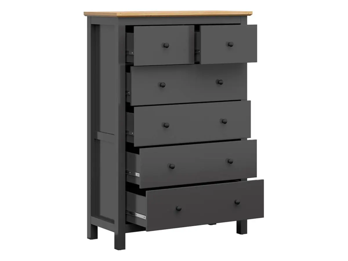 Cómoda Hesen 101 cm con 6 cajones grafito/roble artisan