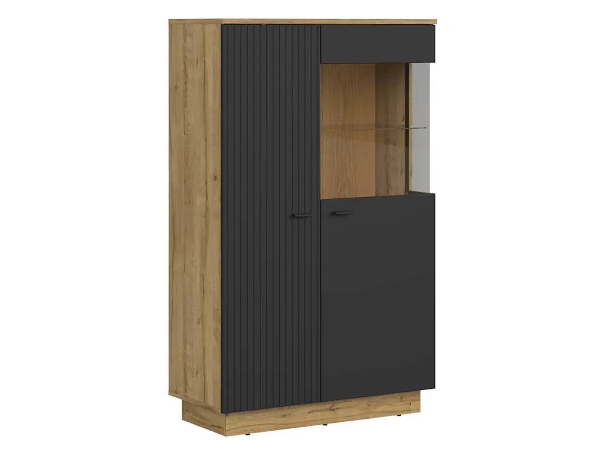 Vitrina Zenda 91 cm con 2 puertas roble waterford/negro