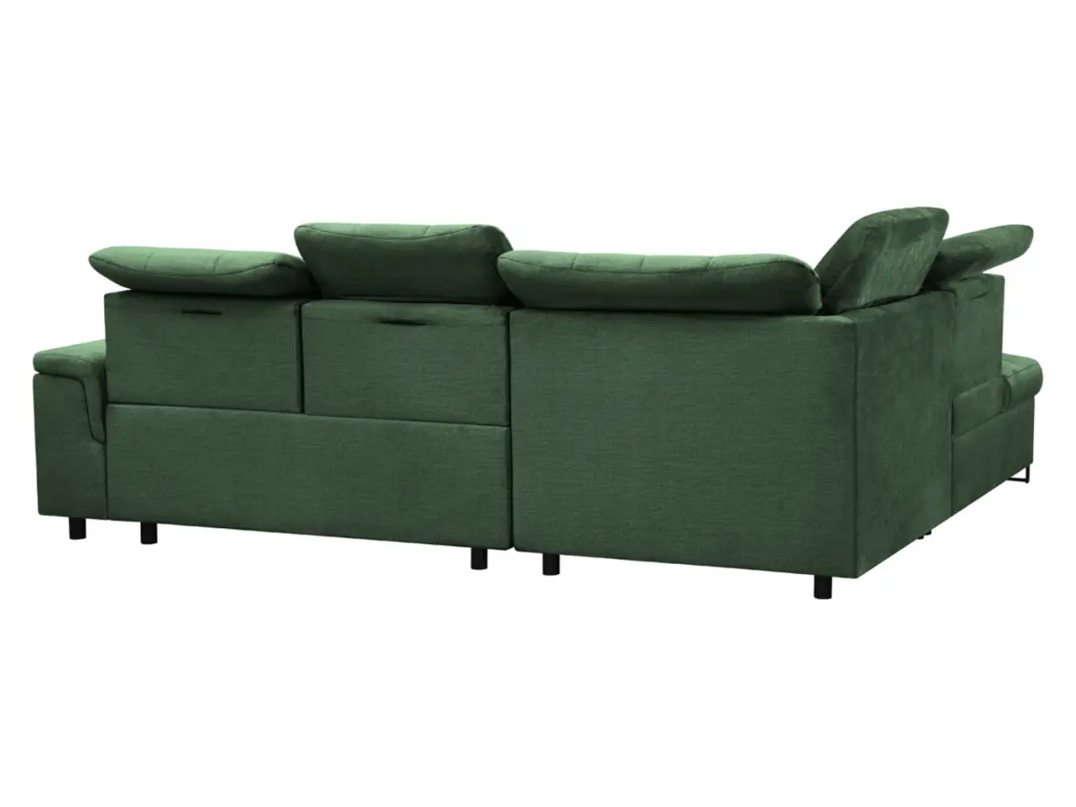 Sofá rinconera izquierdo Aragon extensible con reposacabezas y asiento ajustables verde