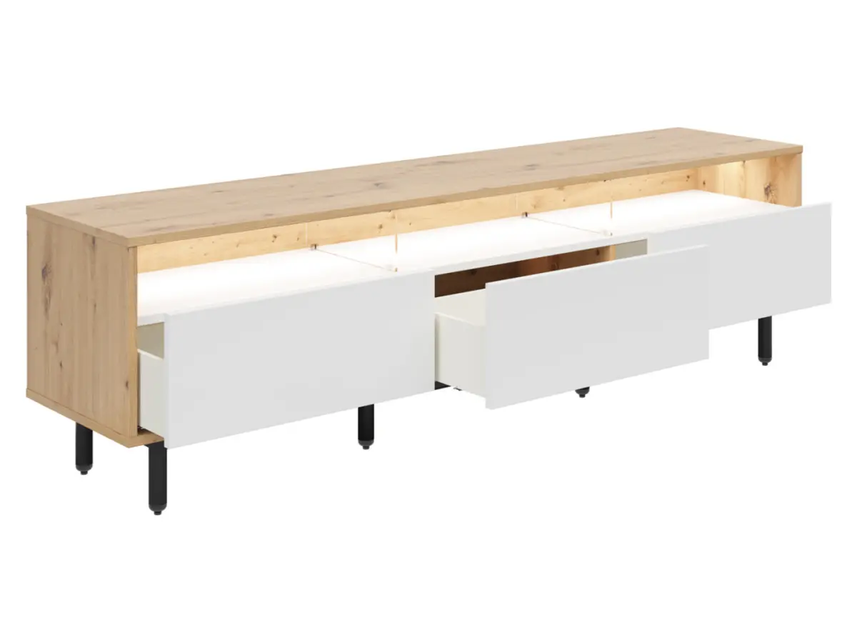 Mueble TV Gap 190 cm con 3 cajones roble artisan/blanco