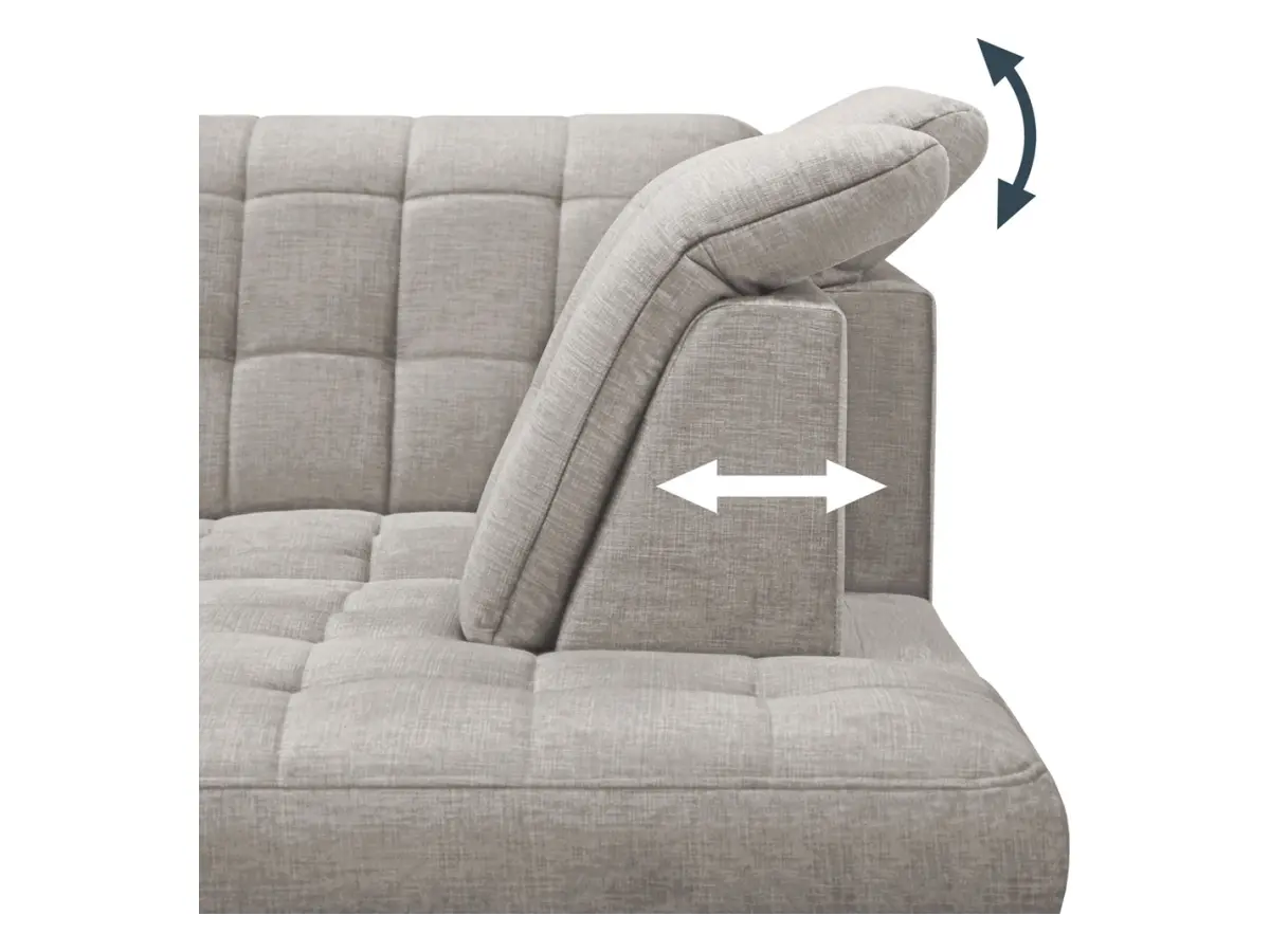 Sofá rinconera derecha Aragon convertible con reposacabezas y asiento regulables beige