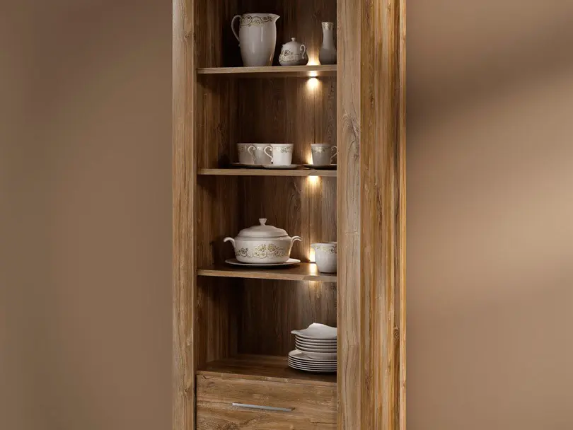 Estantería Gent 68 cm con 2 cajones y 4 estantes roble stirling