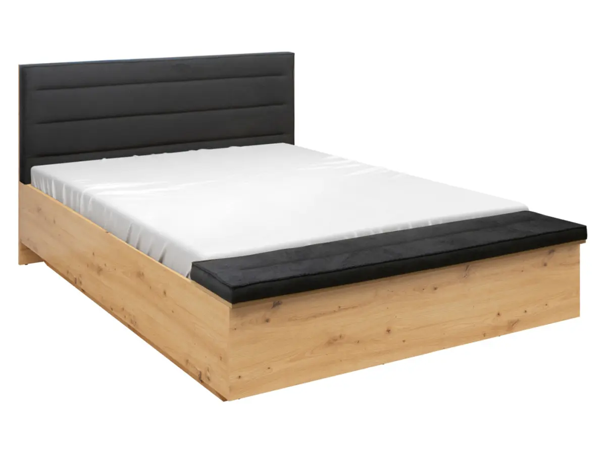 Cama Ostia 160x200 con somier y arcón roble artisan