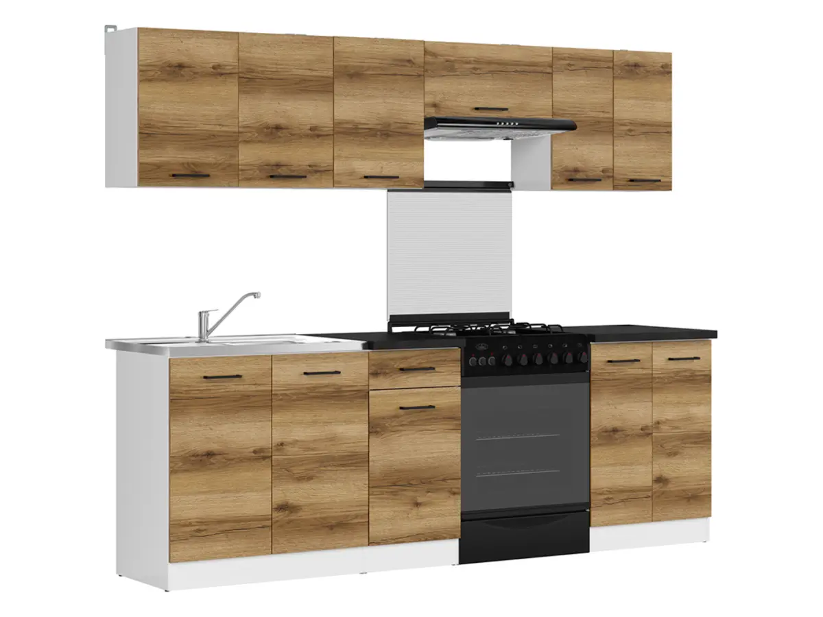 Conjunto de cocina Junona Line 240 cm roble delano claro con encimera