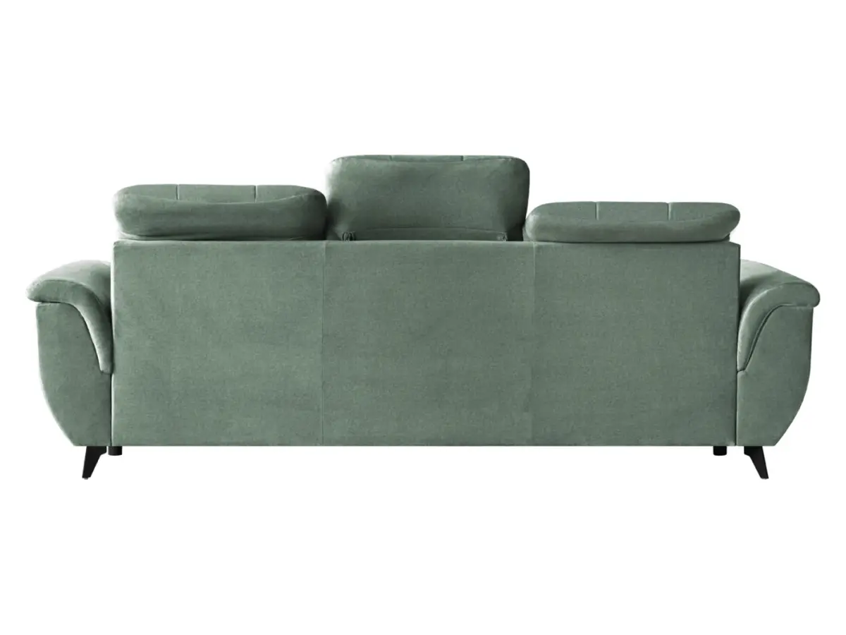 Sofá de tres plazas Doria convertible de terciopelo verde