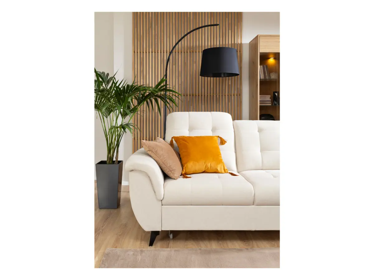 Sofá de tres plazas Doria convertible de terciopelo crema