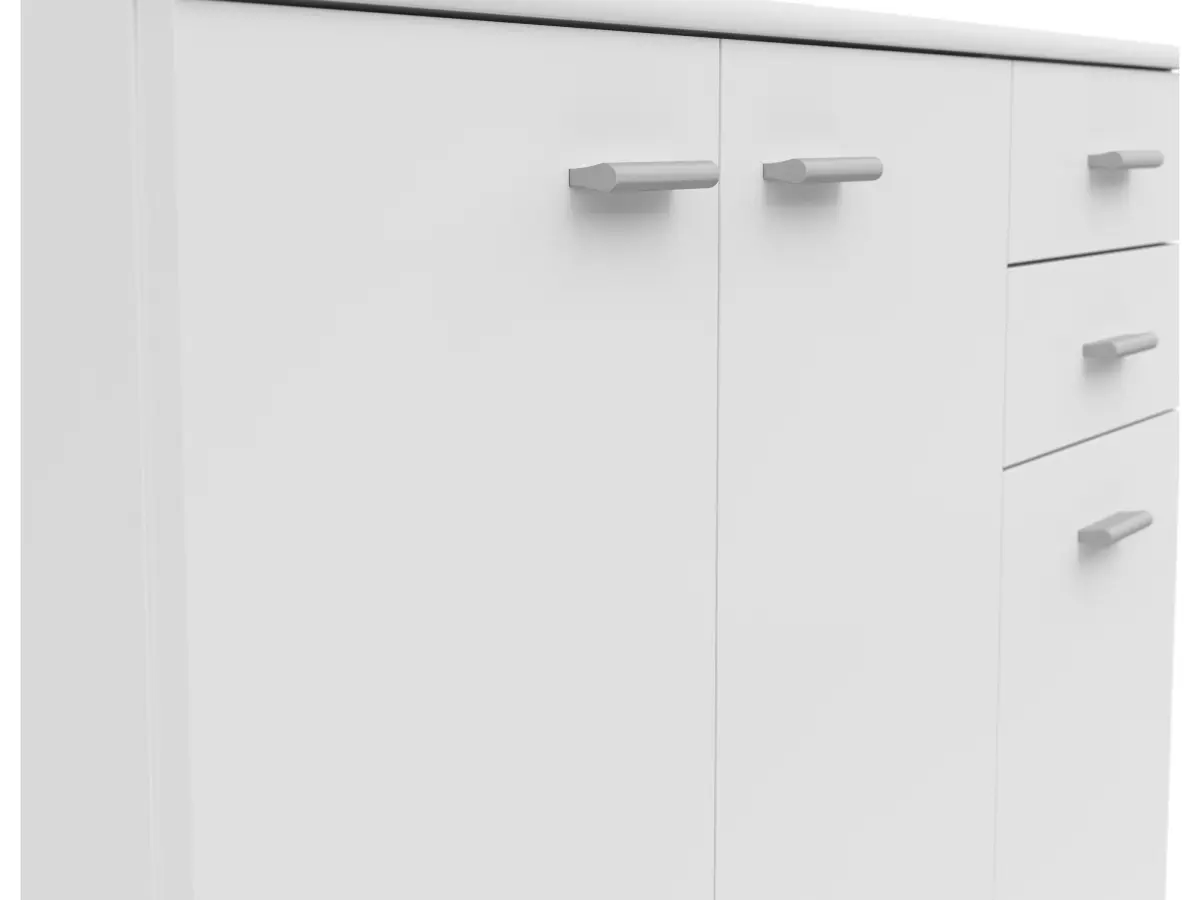 Cómoda Noeda 106 cm con 3 puertas y 2 cajones blanca