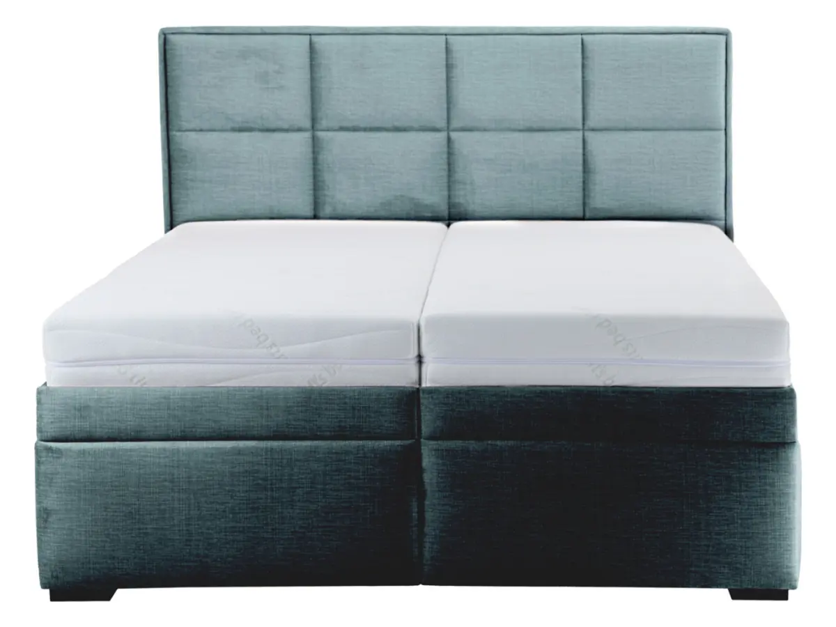 Cama tapizada Ella 160x200 con contenedores y somieres terciopelo verde