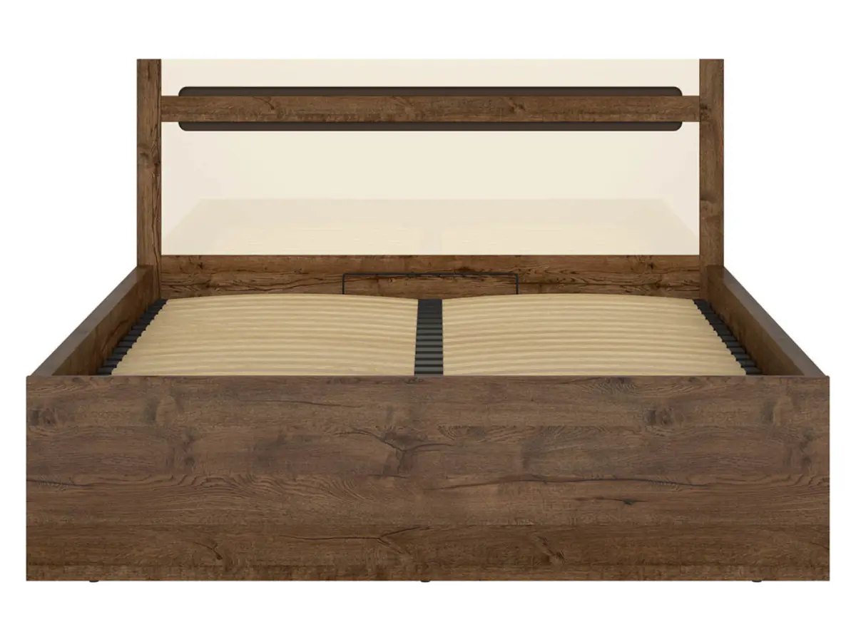 Cama Ruso 140x200 con contenedor y somier roble april