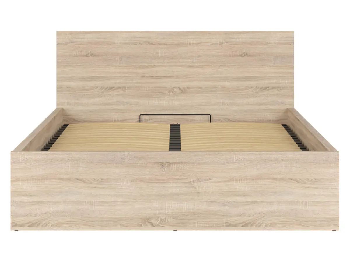 Cama Tetrix 160x200 con somier y contenedor roble sonoma