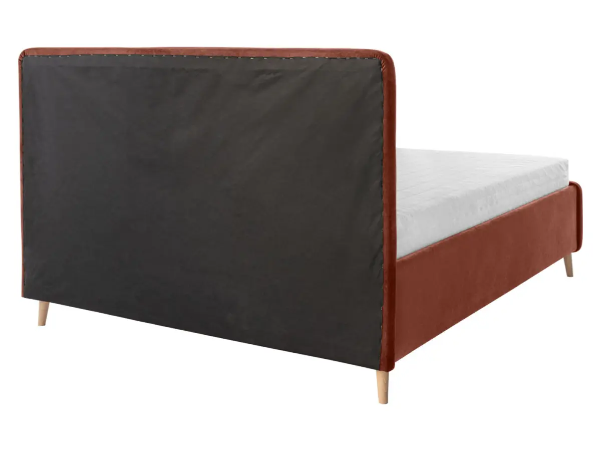 Cama tapizada Bondo 140x200 con arcón y somier naranja