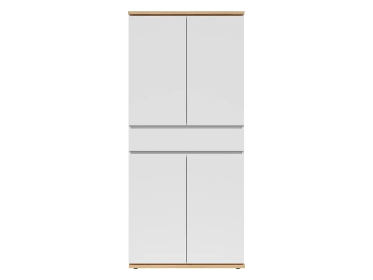 Estantería para pasillo Yamael 90 cm con 4 puertas y un cajón blanca