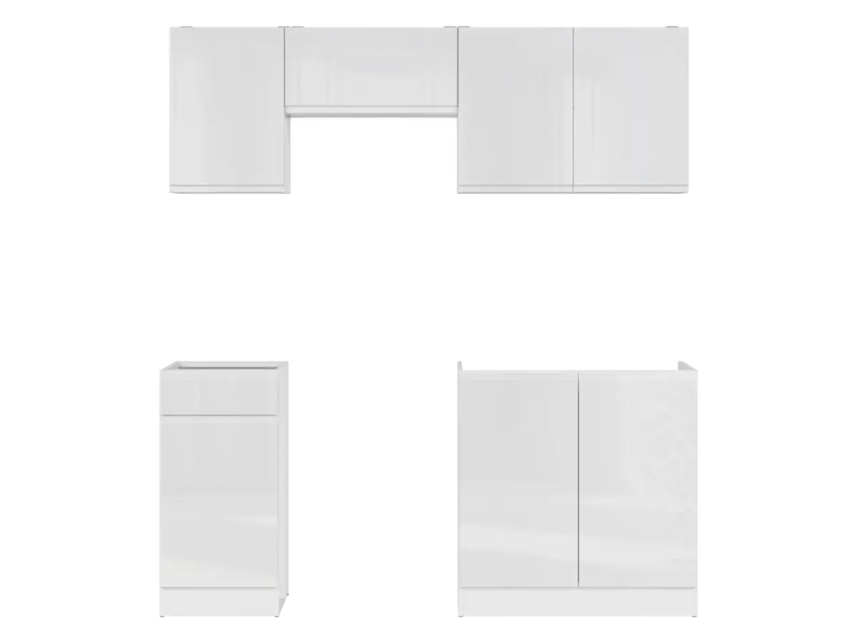 Conjunto de cocina Junona Line 180 cm blanco brillo sin encimera